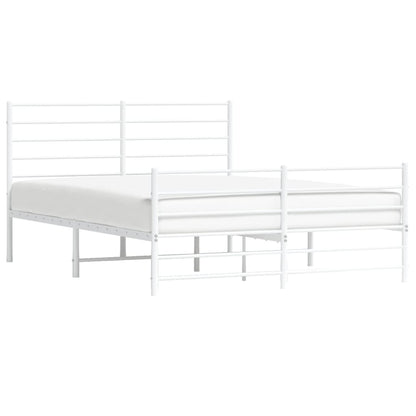 Bedframe Met Hoofd- En Voeteneinde Metaal 150 x 200 cm Wit met hoofdbord & voetbord