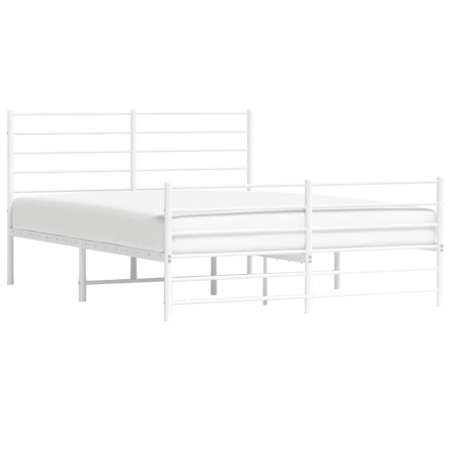 Bedframe Met Hoofd- En Voeteneinde Metaal 150 x 200 cm Wit met hoofdbord & voetbord