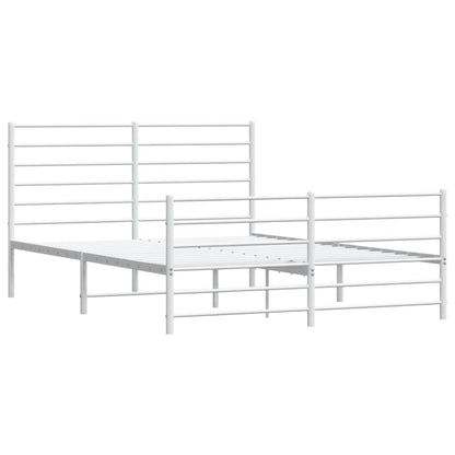 Bedframe Met Hoofd- En Voeteneinde Metaal 150 x 200 cm Wit met hoofdbord & voetbord