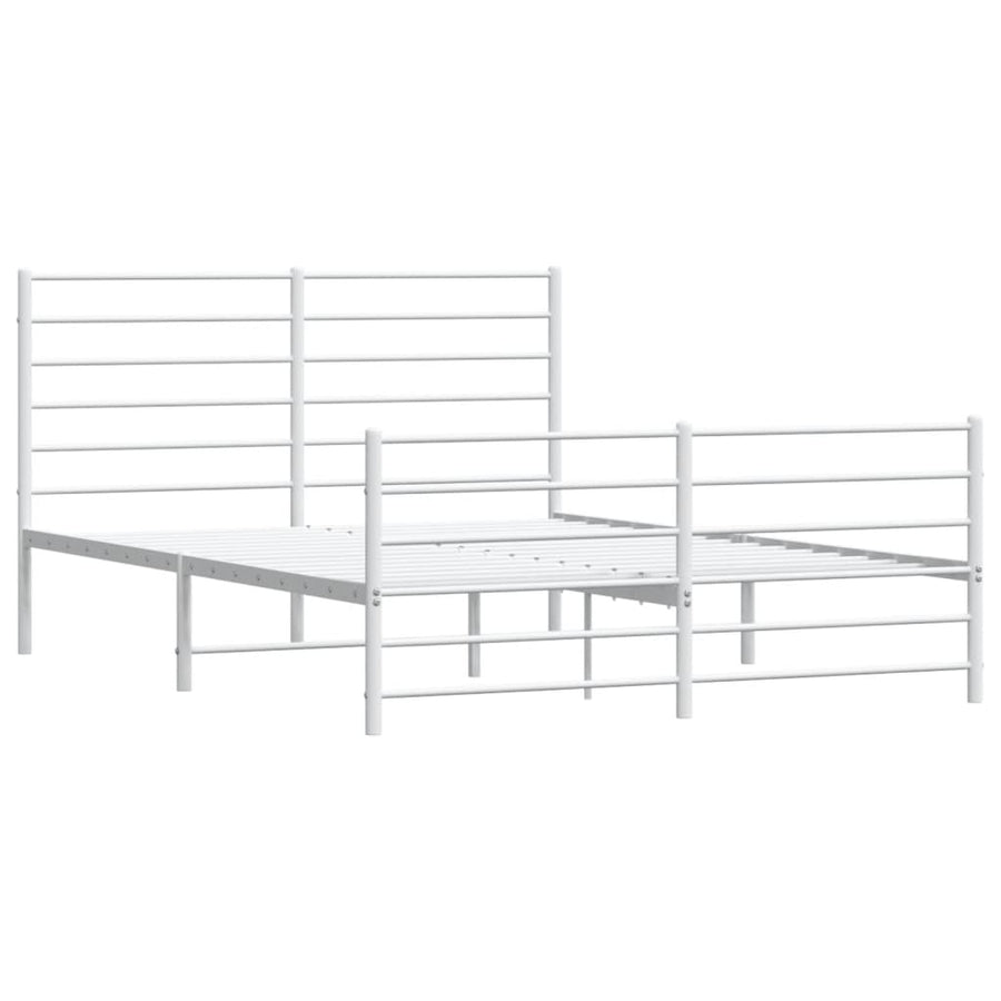 Bedframe Met Hoofd- En Voeteneinde Metaal 150 x 200 cm Wit met hoofdbord & voetbord