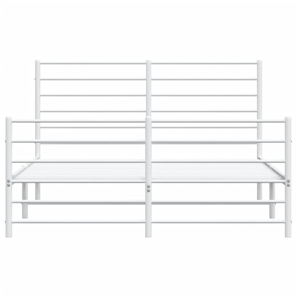 Bedframe Met Hoofd- En Voeteneinde Metaal 150 x 200 cm Wit met hoofdbord & voetbord