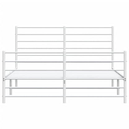 Bedframe Met Hoofd- En Voeteneinde Metaal 150 x 200 cm Wit met hoofdbord & voetbord