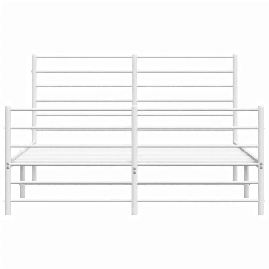 Bedframe Met Hoofd- En Voeteneinde Metaal 150 x 200 cm Wit met hoofdbord & voetbord