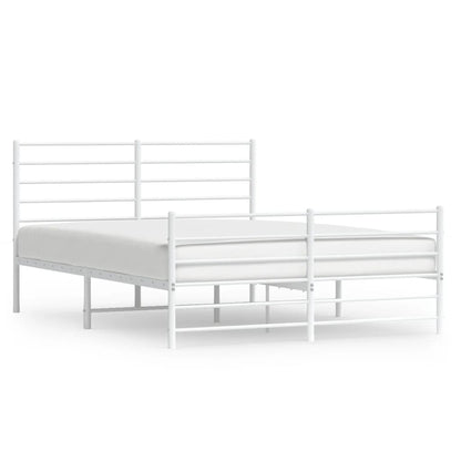 Bedframe Met Hoofd- En Voeteneinde Metaal 160 x 200 cm Wit met hoofdbord & voetbord