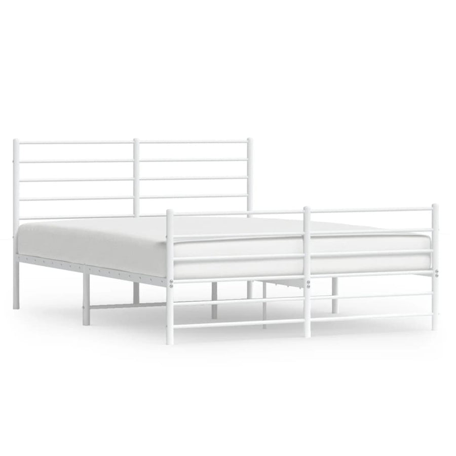 Bedframe Met Hoofd- En Voeteneinde Metaal 160 x 200 cm Wit met hoofdbord & voetbord