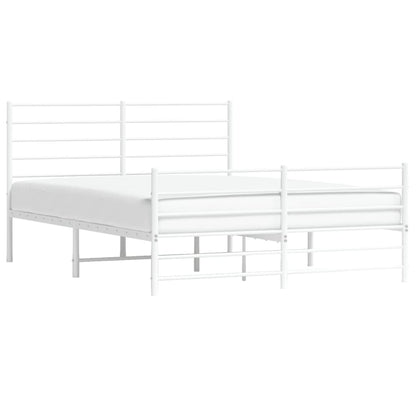 Bedframe Met Hoofd- En Voeteneinde Metaal 160 x 200 cm Wit met hoofdbord & voetbord