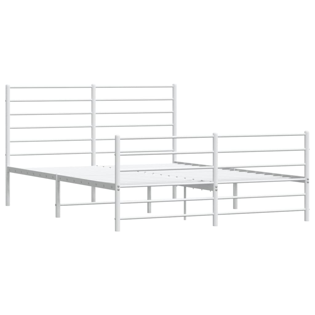 Bedframe Met Hoofd- En Voeteneinde Metaal 160 x 200 cm Wit met hoofdbord & voetbord