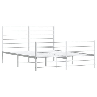 Bedframe Met Hoofd- En Voeteneinde Metaal 160 x 200 cm Wit met hoofdbord & voetbord