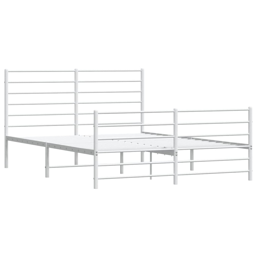 Bedframe Met Hoofd- En Voeteneinde Metaal 160 x 200 cm Wit met hoofdbord & voetbord