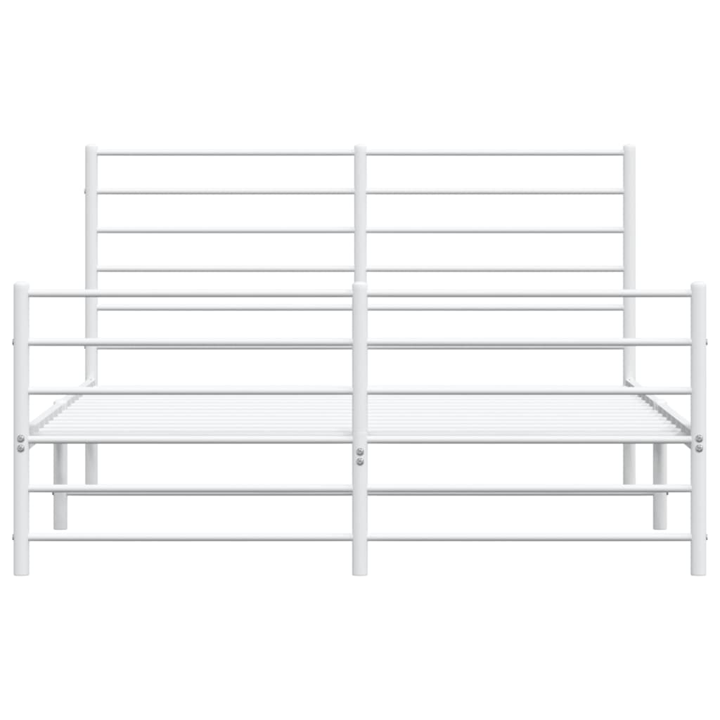 Bedframe Met Hoofd- En Voeteneinde Metaal 160 x 200 cm Wit met hoofdbord & voetbord