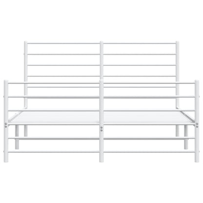 Bedframe Met Hoofd- En Voeteneinde Metaal 160 x 200 cm Wit met hoofdbord & voetbord