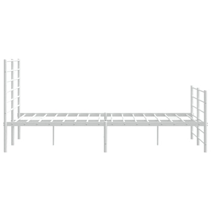 Bedframe Met Hoofd- En Voeteneinde Metaal 160 x 200 cm Wit met hoofdbord & voetbord