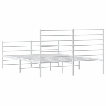 Bedframe Met Hoofd- En Voeteneinde Metaal 160 x 200 cm Wit met hoofdbord & voetbord