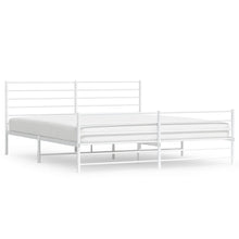 Bedframe Met Hoofd- En Voeteneinde Metaal 180 x 200 cm Wit met hoofdbord & voetbord