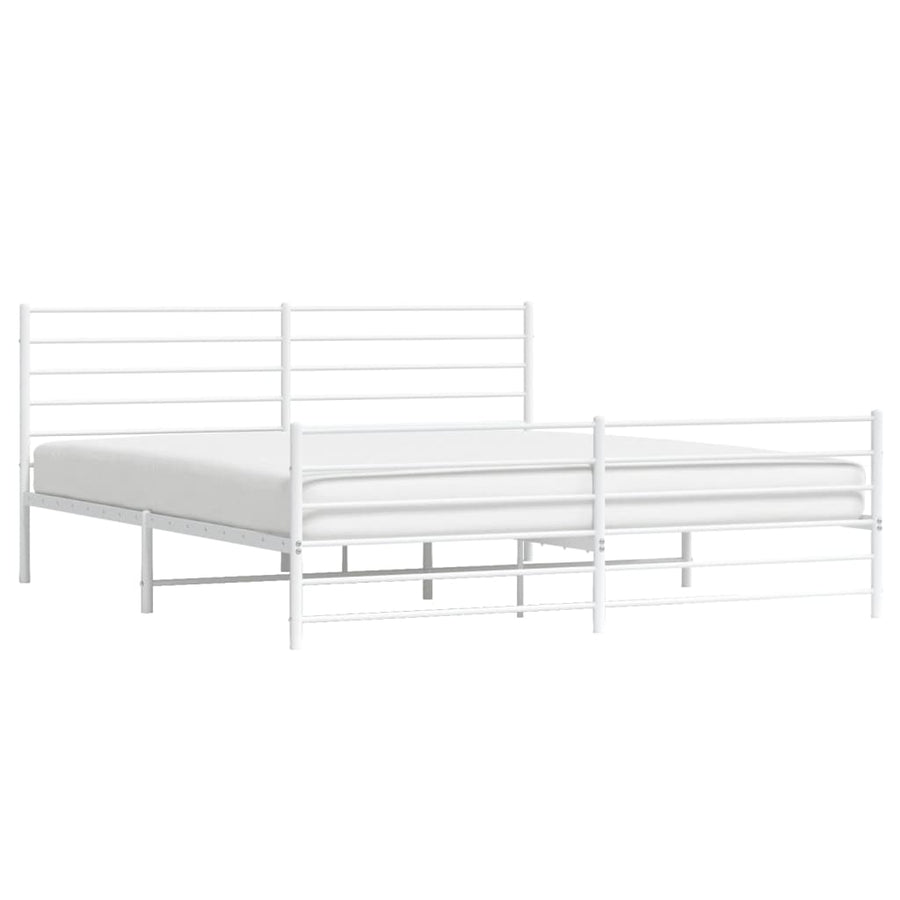 Bedframe Met Hoofd- En Voeteneinde Metaal 180 x 200 cm Wit met hoofdbord & voetbord
