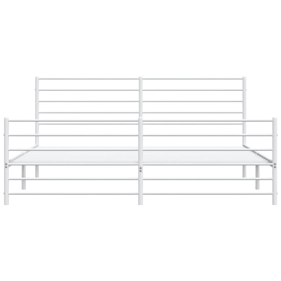 Bedframe Met Hoofd- En Voeteneinde Metaal 180 x 200 cm Wit met hoofdbord & voetbord