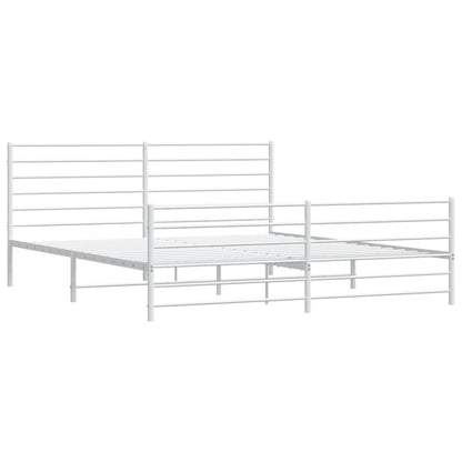 Bedframe Met Hoofd- En Voeteneinde Metaal 183 x 213 cm Wit met hoofdbord & voetbord