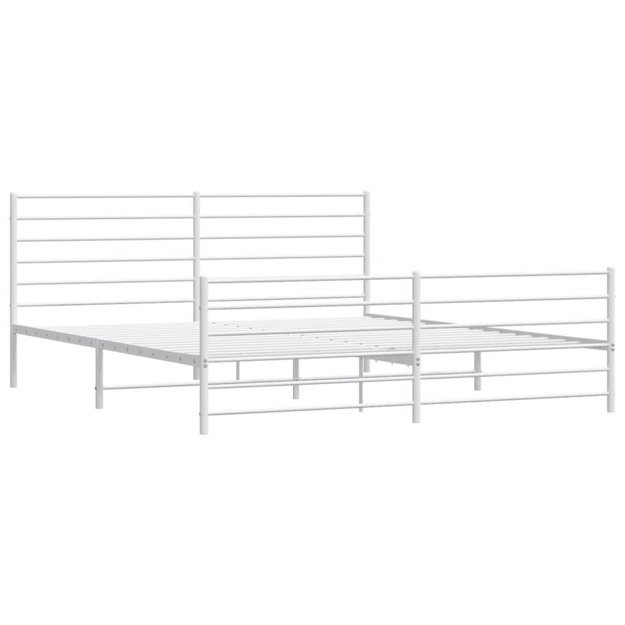 Bedframe Met Hoofd- En Voeteneinde Metaal 183 x 213 cm Wit met hoofdbord & voetbord