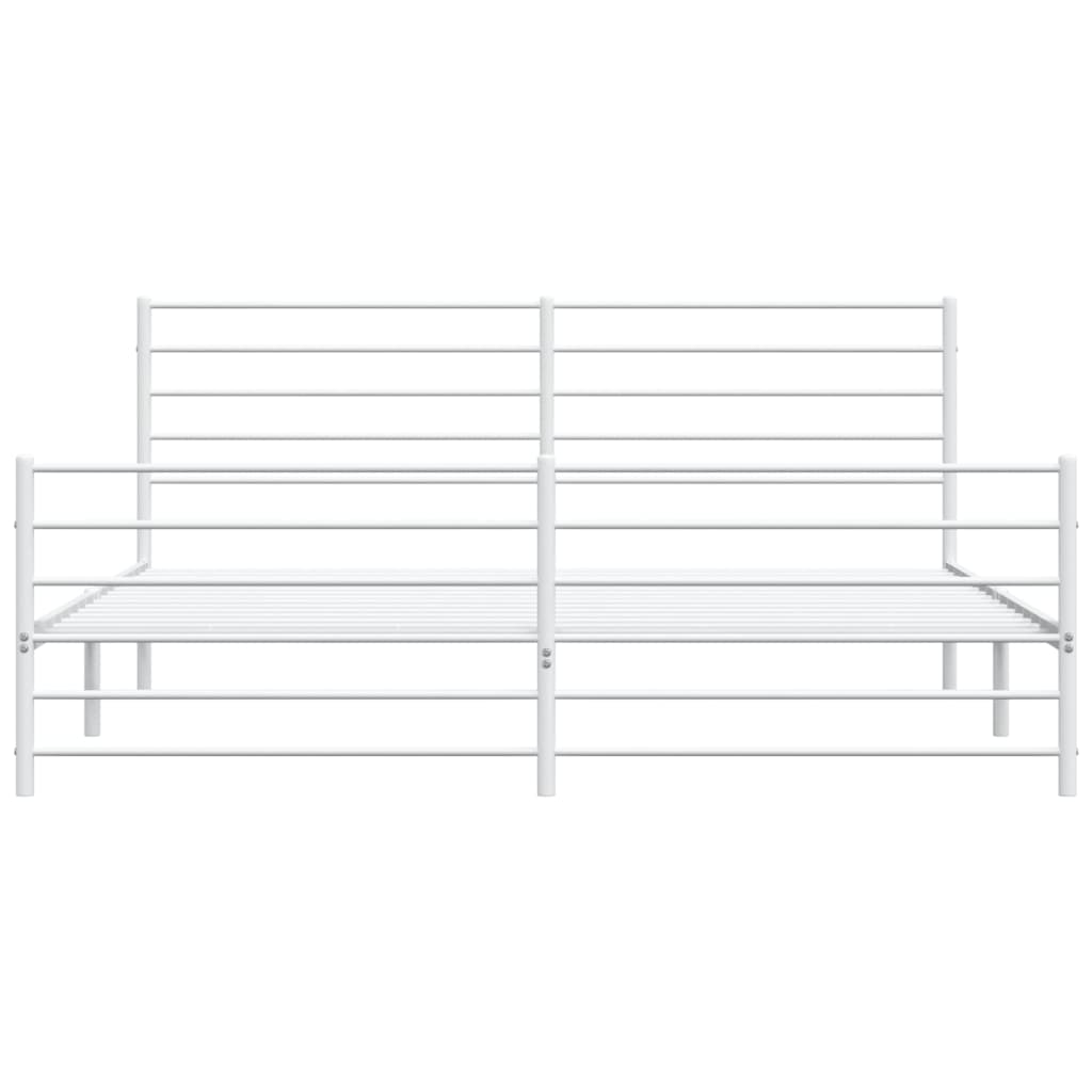 Bedframe Met Hoofd- En Voeteneinde Metaal 183 x 213 cm Wit met hoofdbord & voetbord