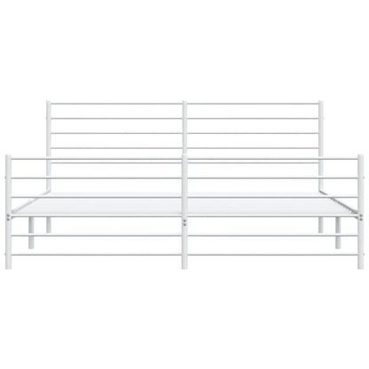 Bedframe Met Hoofd- En Voeteneinde Metaal 183 x 213 cm Wit met hoofdbord & voetbord
