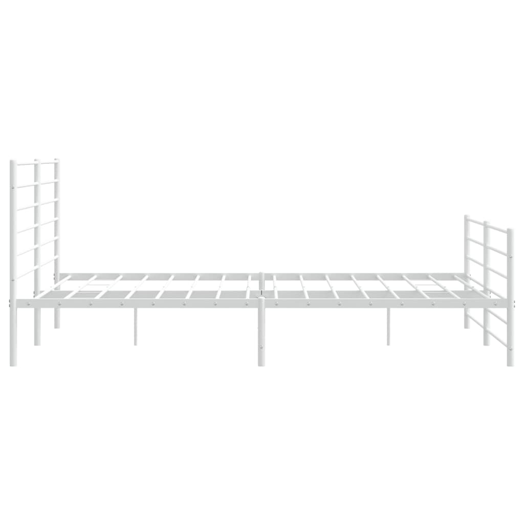 Bedframe Met Hoofd- En Voeteneinde Metaal 183 x 213 cm Wit met hoofdbord & voetbord
