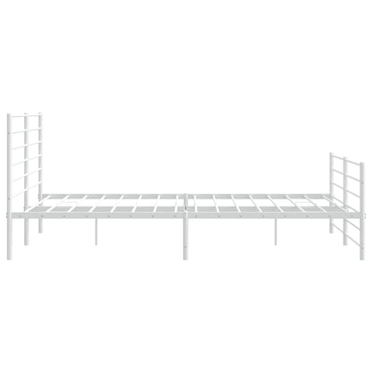 Bedframe Met Hoofd- En Voeteneinde Metaal 183 x 213 cm Wit met hoofdbord & voetbord