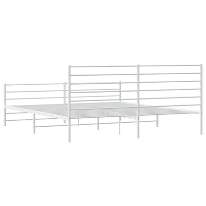 Bedframe Met Hoofd- En Voeteneinde Metaal 183 x 213 cm Wit met hoofdbord & voetbord