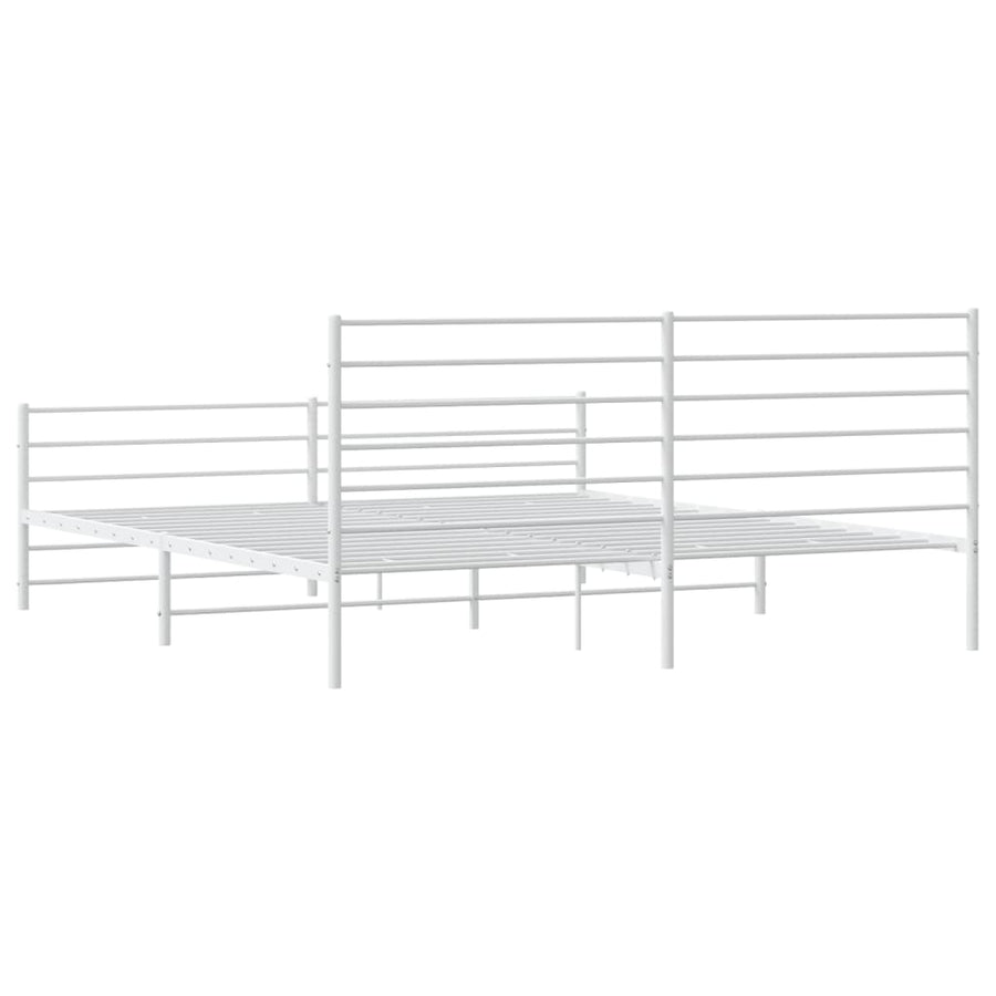 Bedframe Met Hoofd- En Voeteneinde Metaal 183 x 213 cm Wit met hoofdbord & voetbord