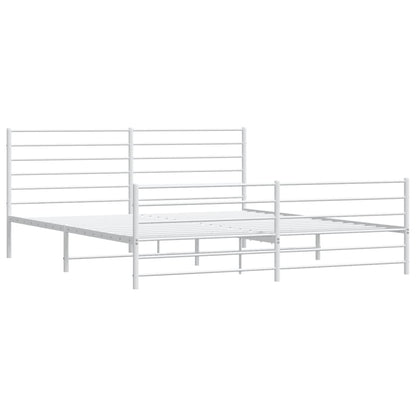 Bedframe Met Hoofd- En Voeteneinde Metaal 193 x 203 cm Wit met hoofdbord & voetbord