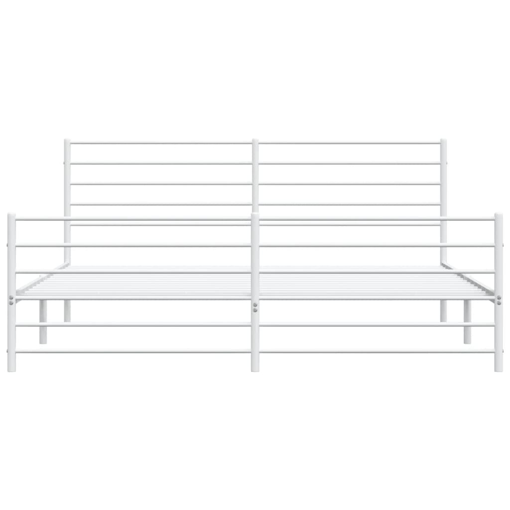 Bedframe Met Hoofd- En Voeteneinde Metaal 193 x 203 cm Wit met hoofdbord & voetbord