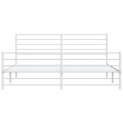 Bedframe Met Hoofd- En Voeteneinde Metaal 193 x 203 cm Wit met hoofdbord & voetbord