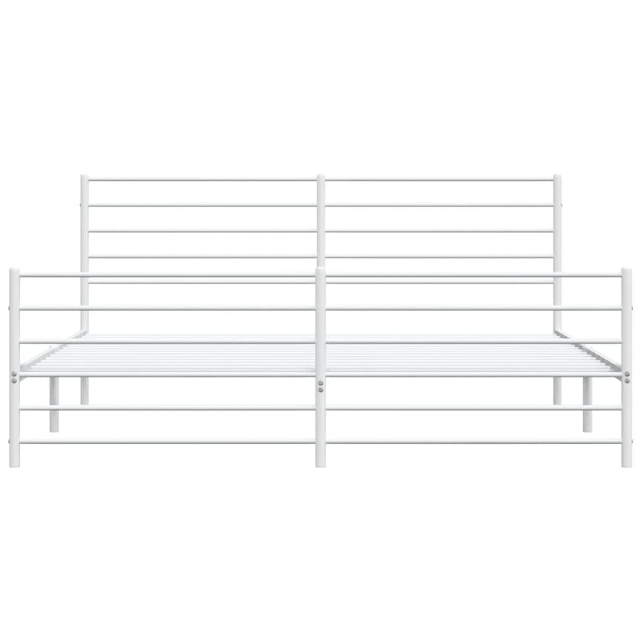 Bedframe Met Hoofd- En Voeteneinde Metaal 193 x 203 cm Wit met hoofdbord & voetbord