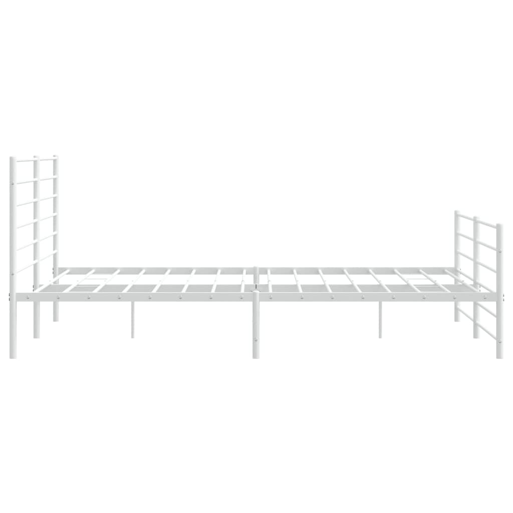 Bedframe Met Hoofd- En Voeteneinde Metaal 193 x 203 cm Wit met hoofdbord & voetbord