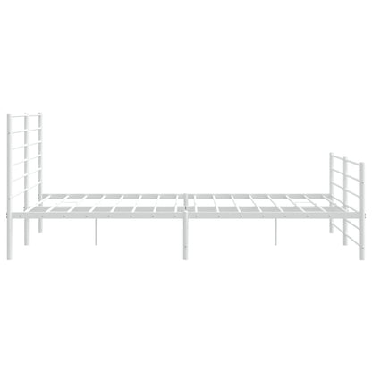 Bedframe Met Hoofd- En Voeteneinde Metaal 193 x 203 cm Wit met hoofdbord & voetbord