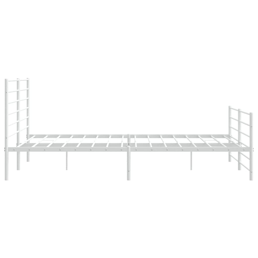 Bedframe Met Hoofd- En Voeteneinde Metaal 193 x 203 cm Wit met hoofdbord & voetbord