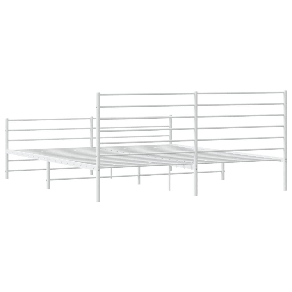 Bedframe Met Hoofd- En Voeteneinde Metaal 193 x 203 cm Wit met hoofdbord & voetbord