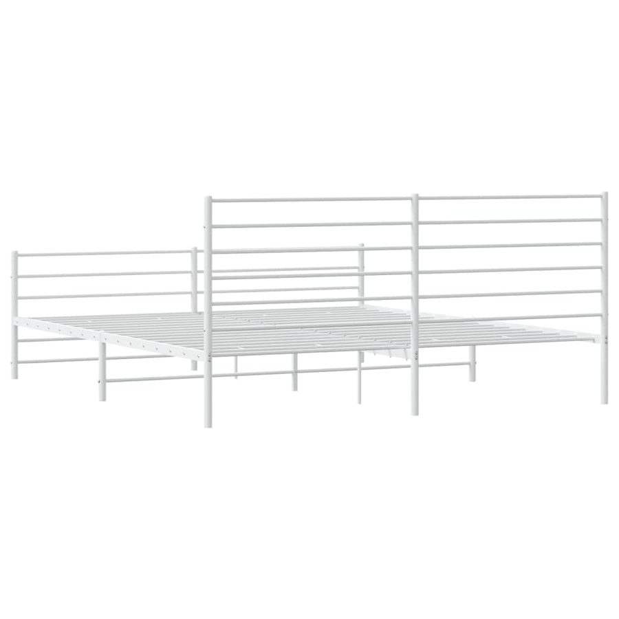 Bedframe Met Hoofd- En Voeteneinde Metaal 193 x 203 cm Wit met hoofdbord & voetbord