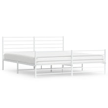 Bedframe Met Hoofd- En Voeteneinde Metaal 200 x 200 cm Wit met hoofdbord & voetbord