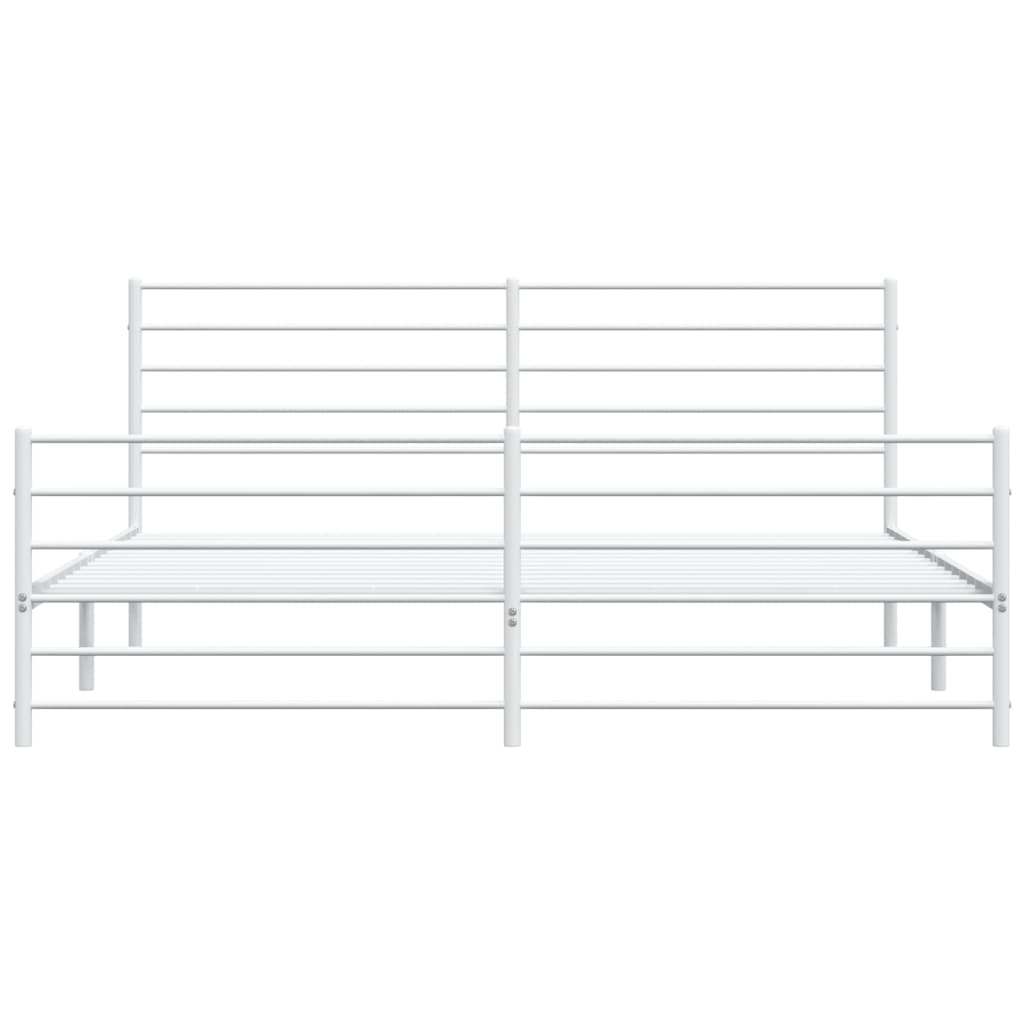 Bedframe Met Hoofd- En Voeteneinde Metaal 200 x 200 cm Wit met hoofdbord & voetbord