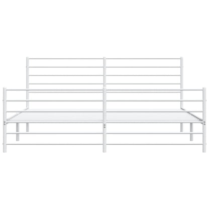 Bedframe Met Hoofd- En Voeteneinde Metaal 200 x 200 cm Wit met hoofdbord & voetbord