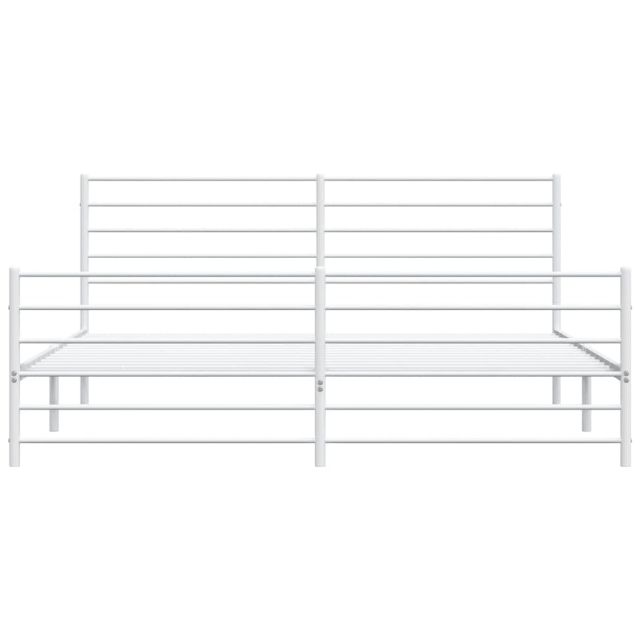 Bedframe Met Hoofd- En Voeteneinde Metaal 200 x 200 cm Wit met hoofdbord & voetbord