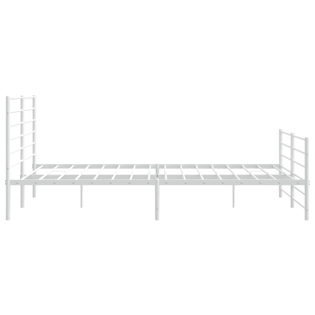 Bedframe Met Hoofd- En Voeteneinde Metaal 200 x 200 cm Wit met hoofdbord & voetbord