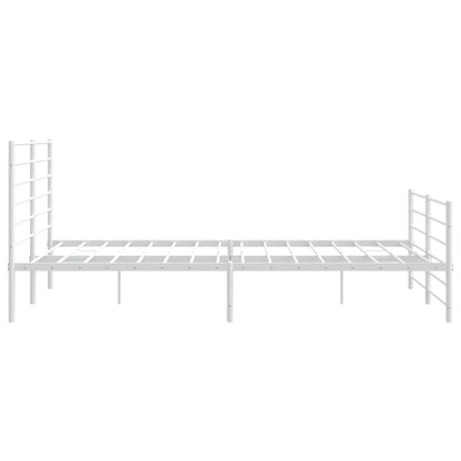 Bedframe Met Hoofd- En Voeteneinde Metaal 200 x 200 cm Wit met hoofdbord & voetbord