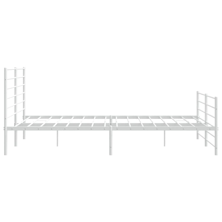 Bedframe Met Hoofd- En Voeteneinde Metaal 200 x 200 cm Wit met hoofdbord & voetbord