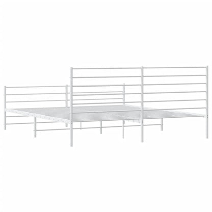 Bedframe Met Hoofd- En Voeteneinde Metaal 200 x 200 cm Wit met hoofdbord & voetbord