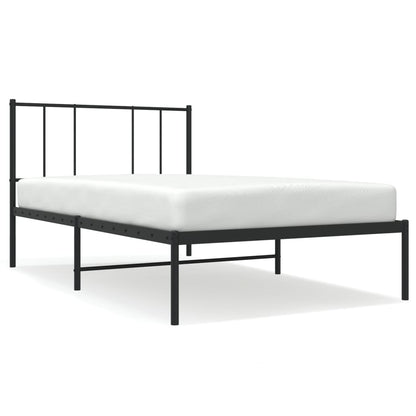 Bedframe Metaal 90 x 190 cm Zwart met hoofdbord