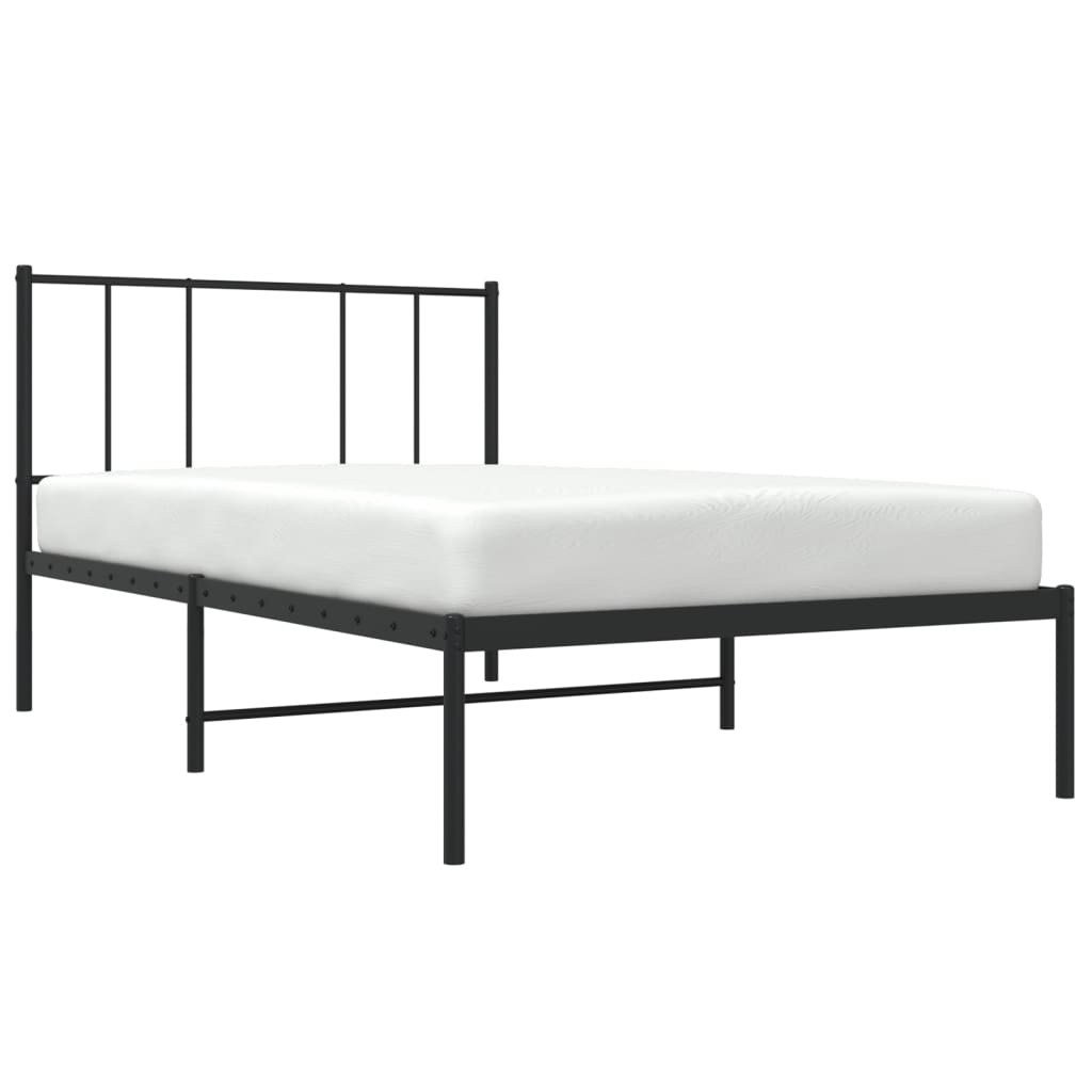 Bedframe Metaal 90 x 190 cm Zwart met hoofdbord