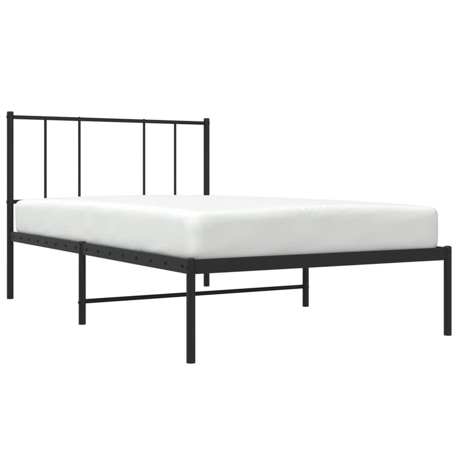 Bedframe Metaal 90 x 190 cm Zwart met hoofdbord