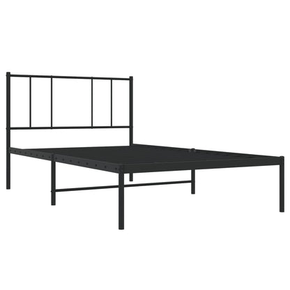 Bedframe Metaal 90 x 190 cm Zwart met hoofdbord