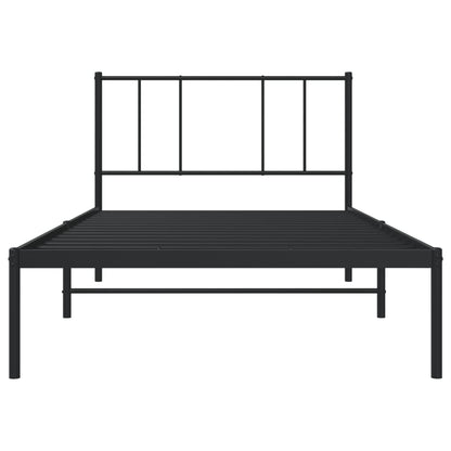 Bedframe Metaal 90 x 190 cm Zwart met hoofdbord